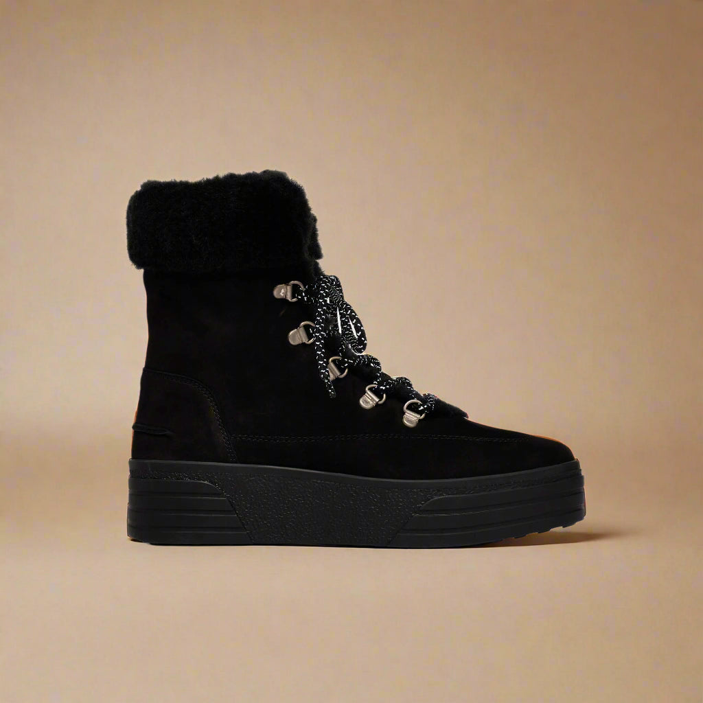 Abbie black suede boot side view
