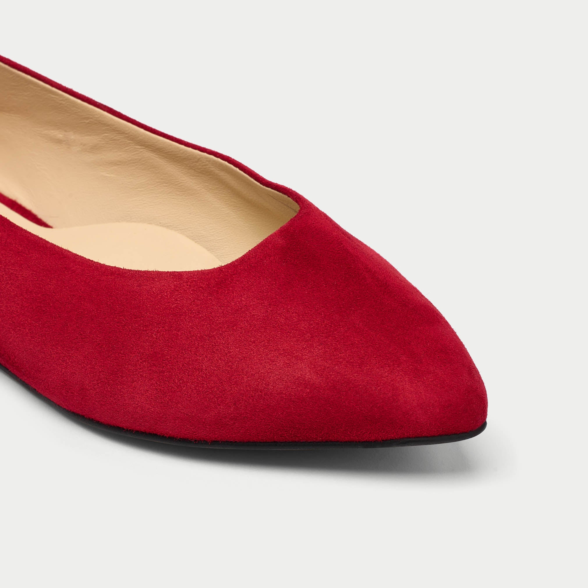 Agata - Deep Red Suede Ballerinas