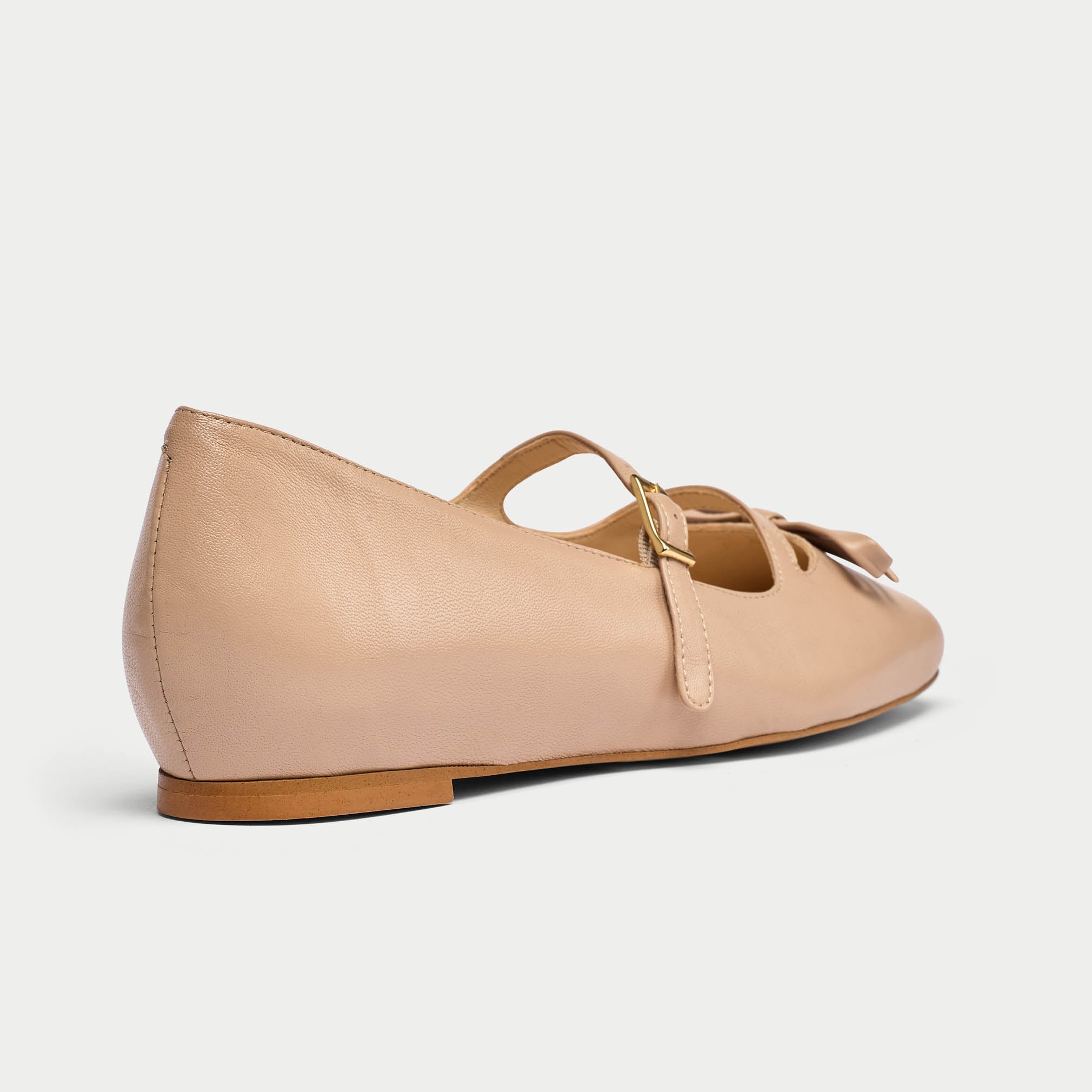 Alexa - Mocha Leather Ballerinas with Bow