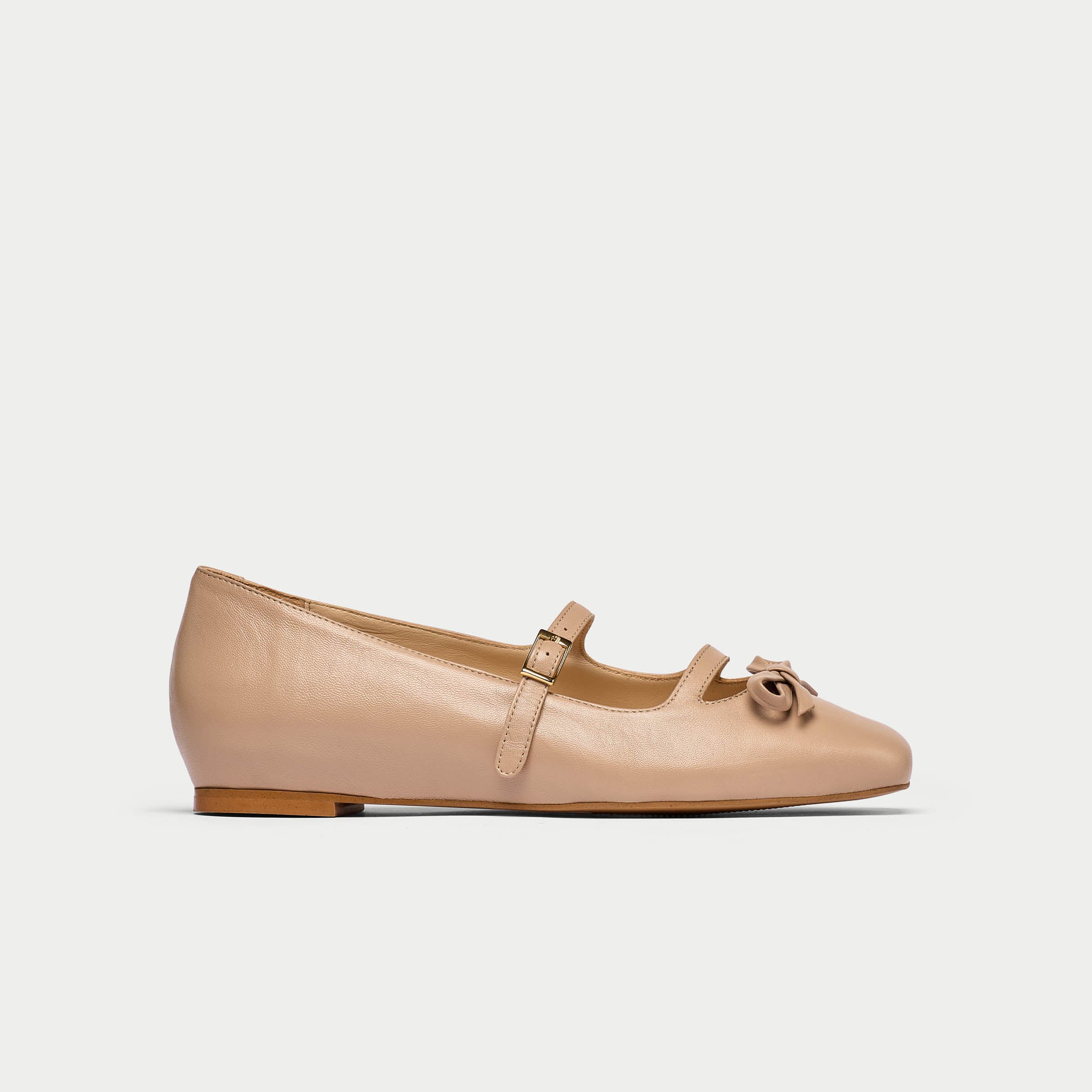 Alexa - Mocha Leather Ballerinas with Bow
