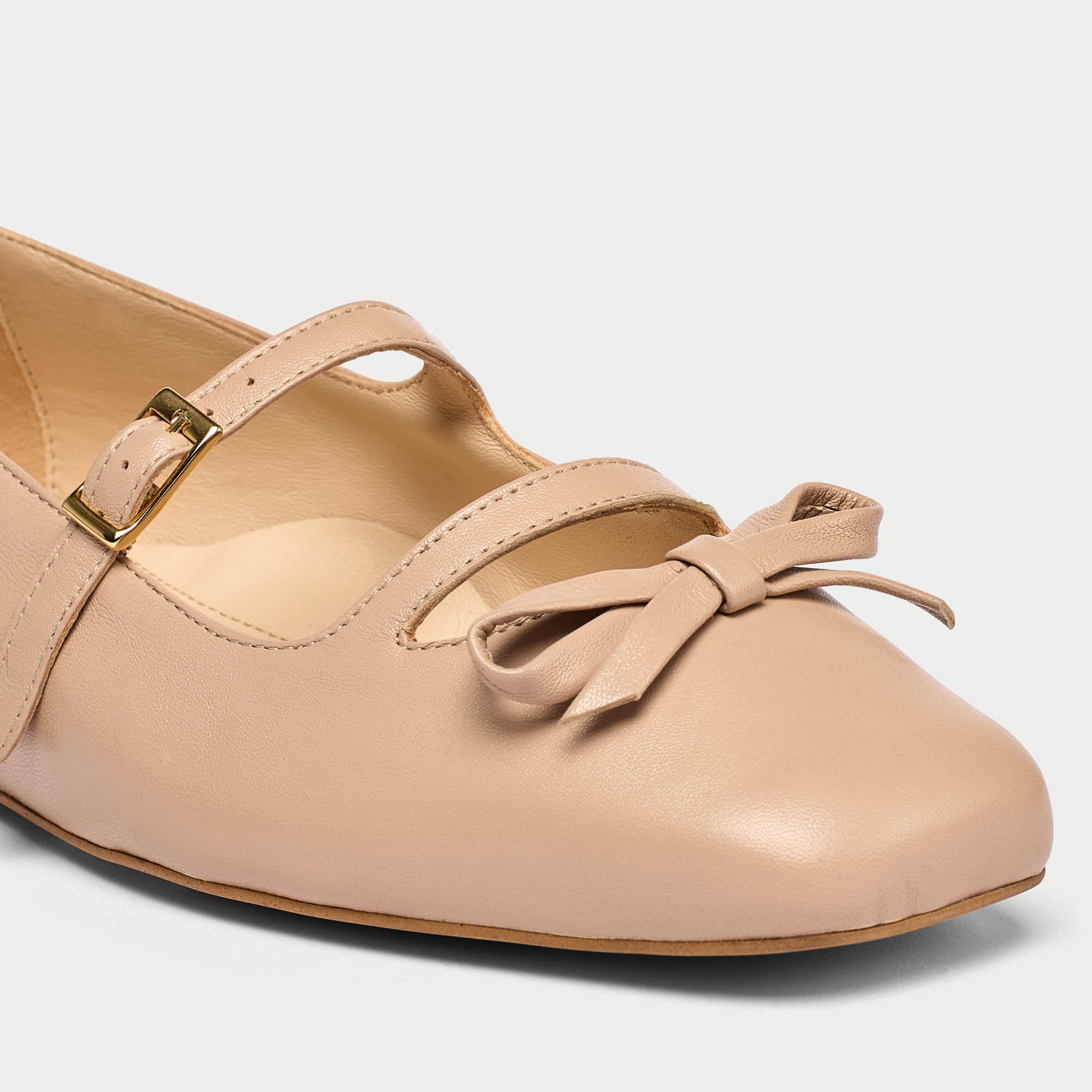 Alexa - Mocha Leather Ballerinas with Bow