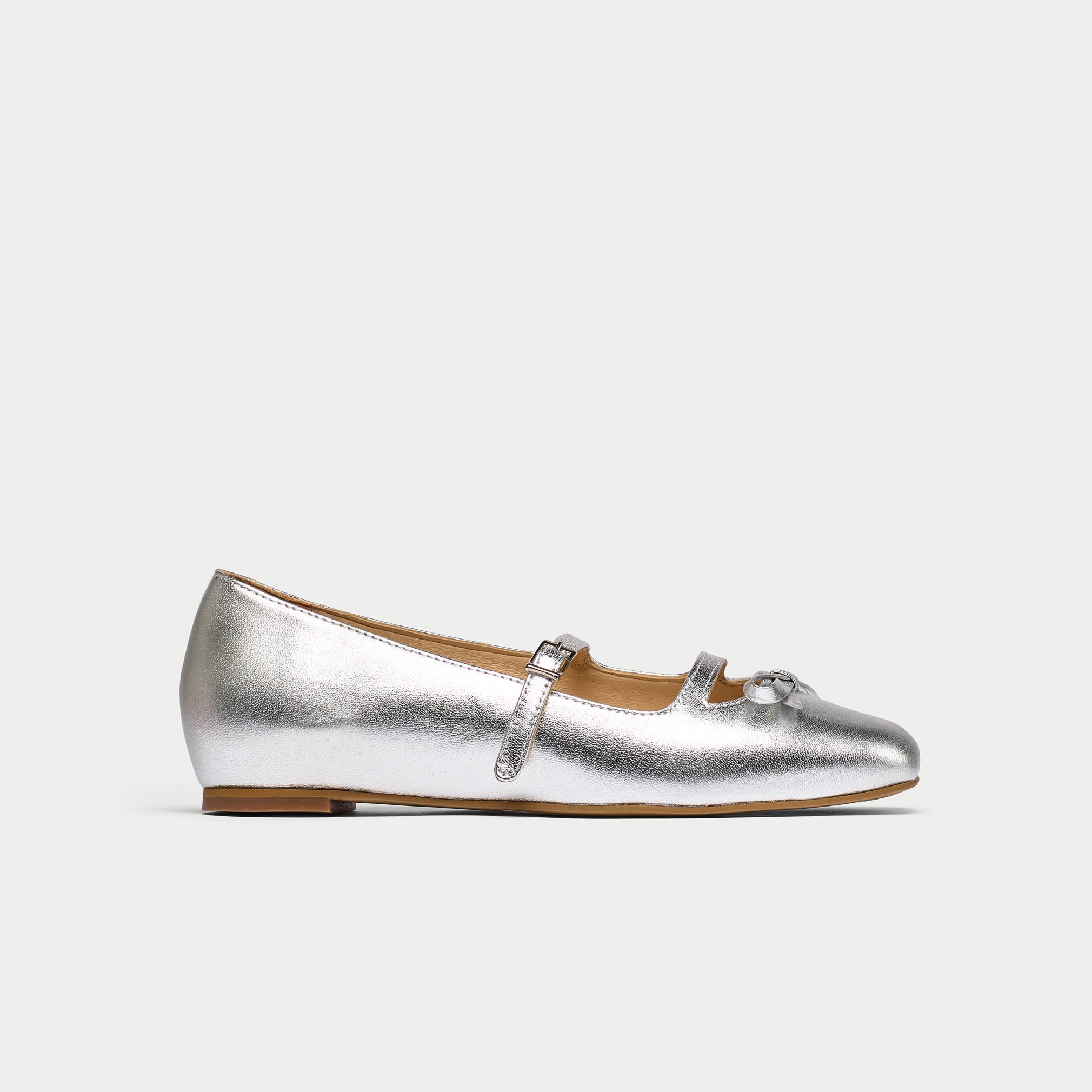Alexa silver ballerinas side view