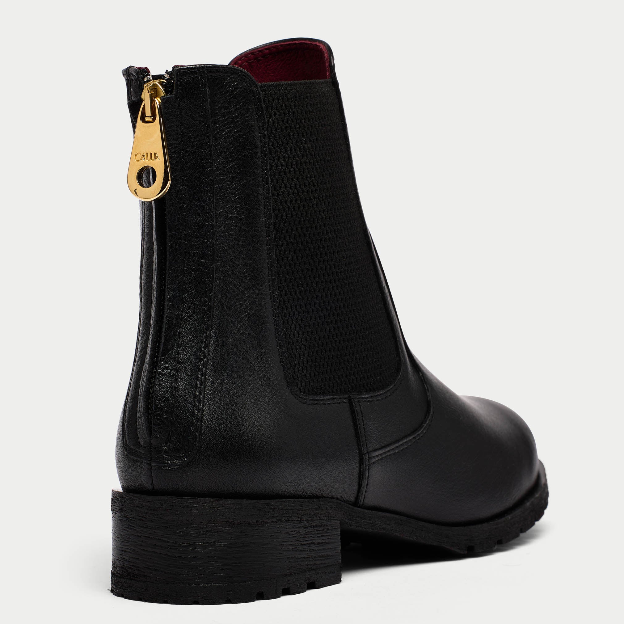 Alice black leather boot back zip view