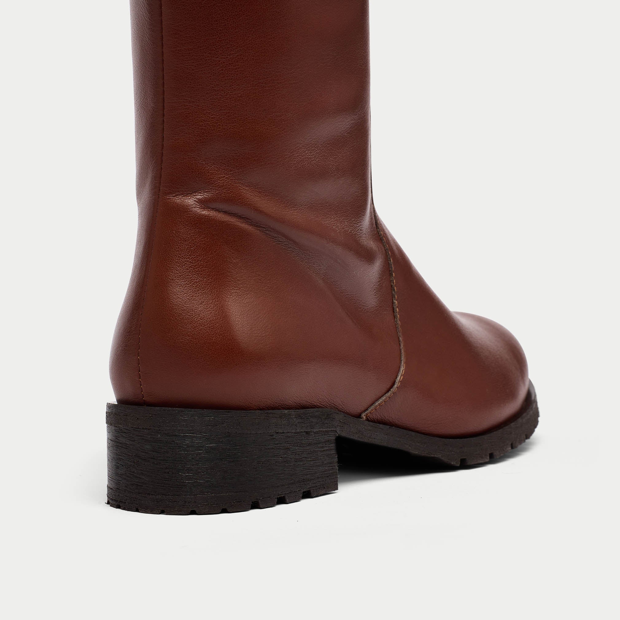 Bella brown boot heel close up