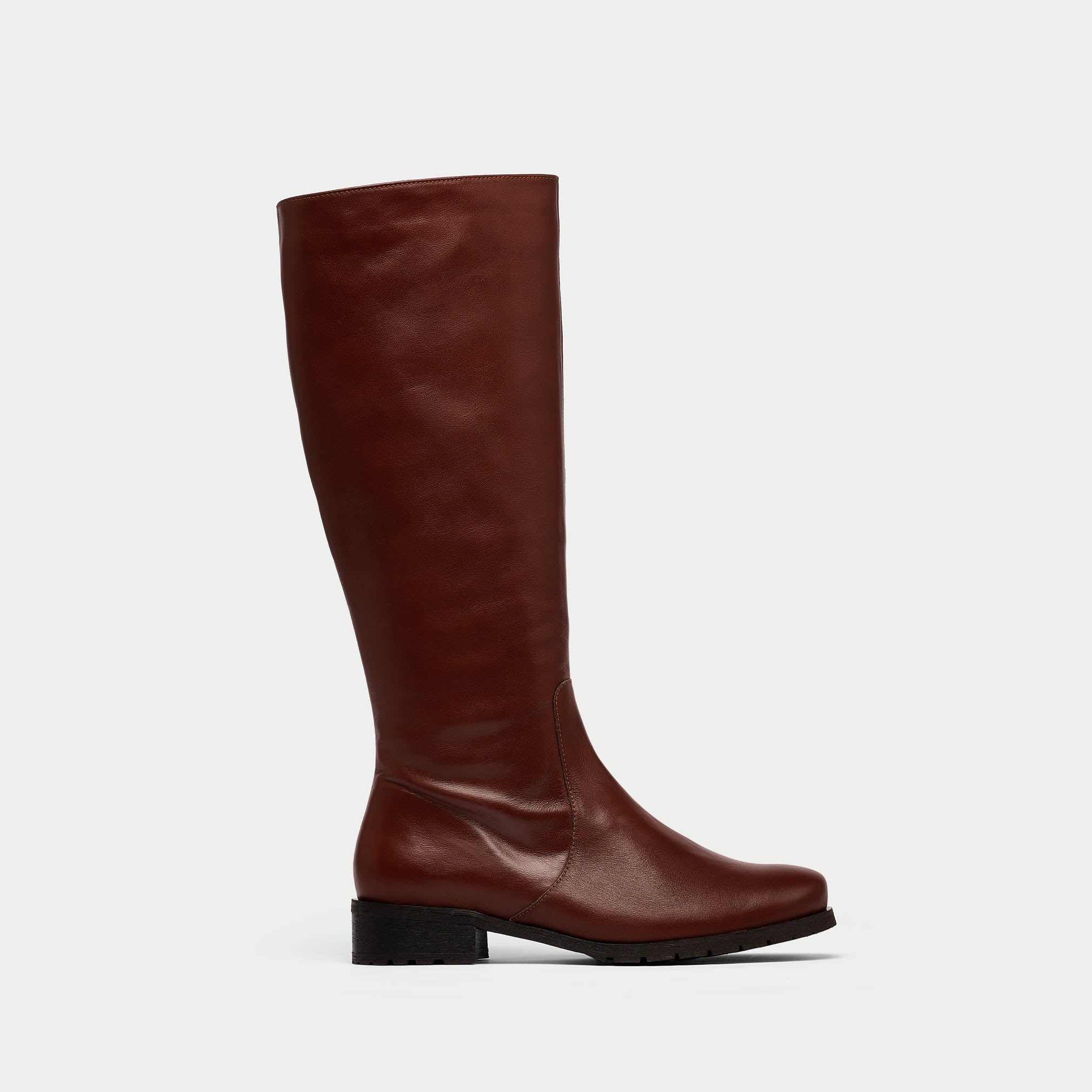 Bella brown leather boot side view