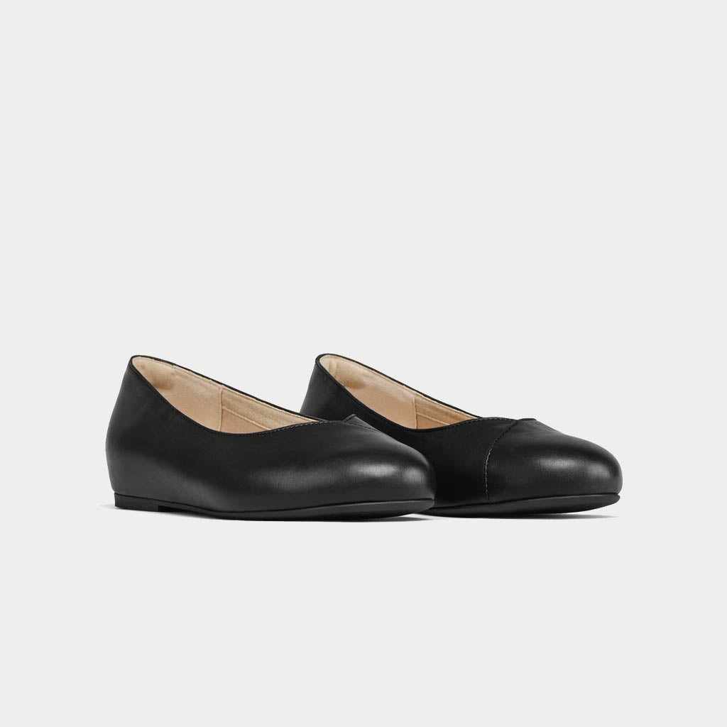 Charlotte - Black Leather Ballerinas