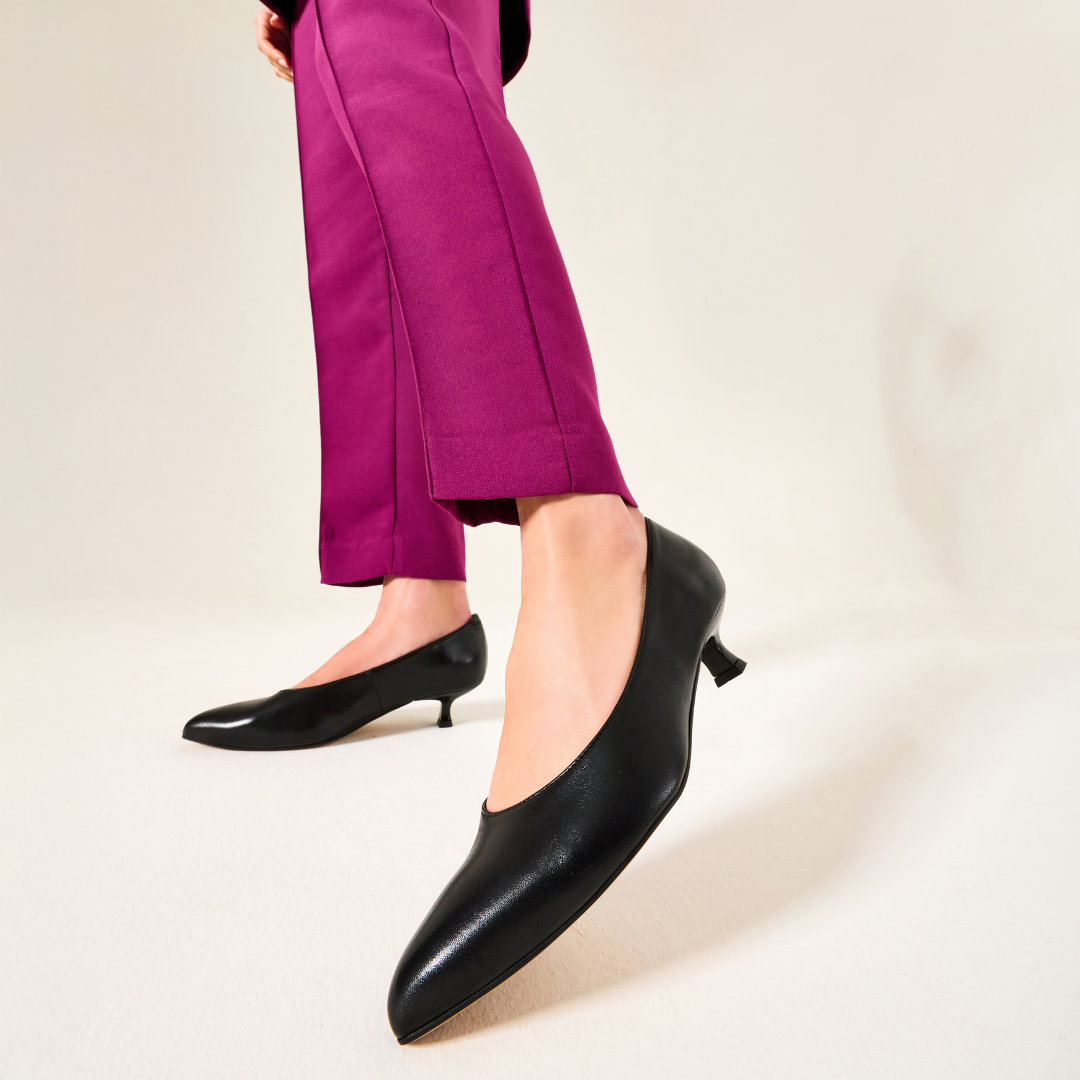 Claudia black kitten heel look on model