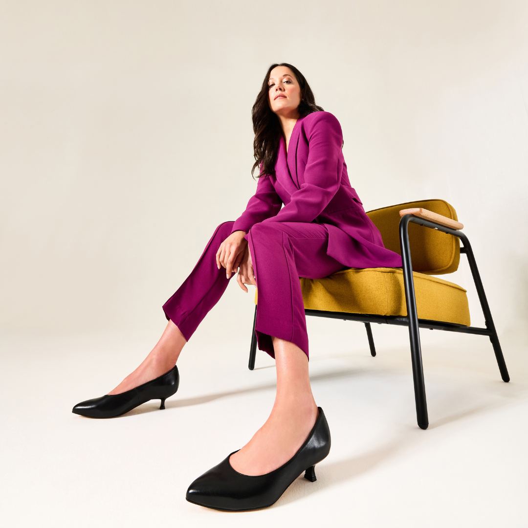 Claudia kitten heel look on model