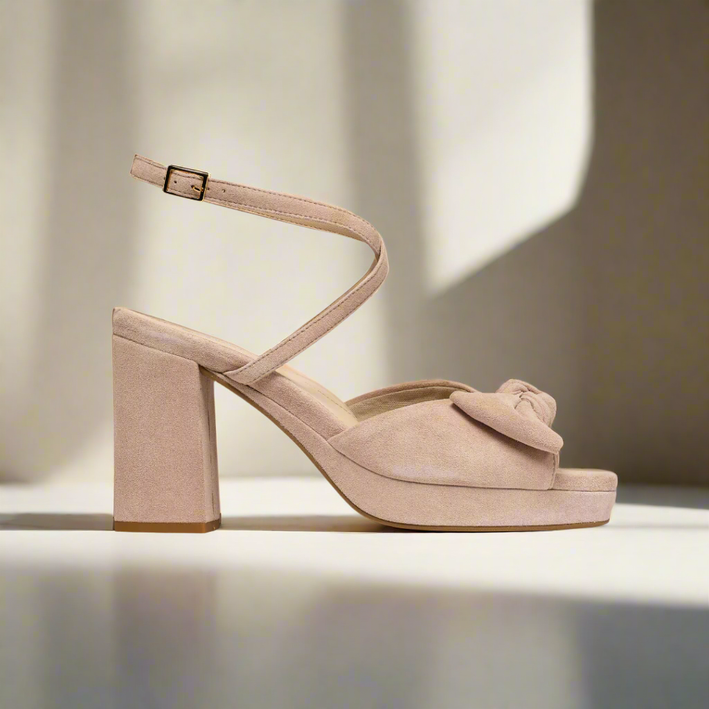 Daisy taupe suede high heel for bunions side view