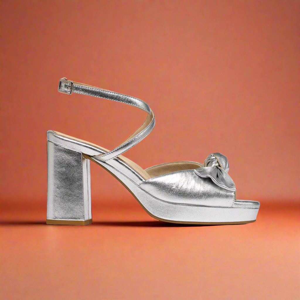 Daisy silver high heel side view