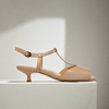 Edith - Neutral Leather Kitten Heels
