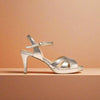 Emily champagne leather heel side view