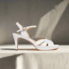 Emily white leather heel side view