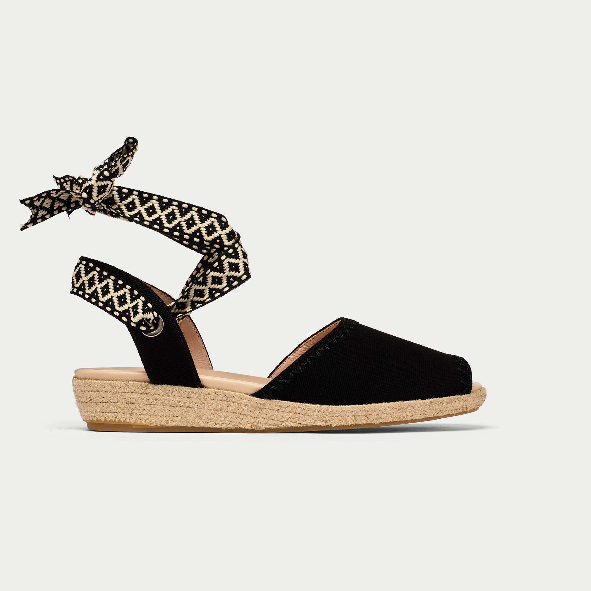 Calla | Evelyn | Black Canvas espadrille wedge sandal