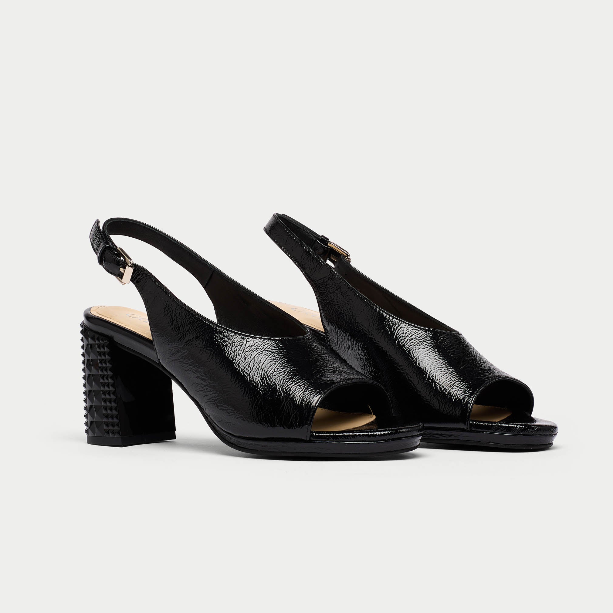 Fern black patent sandal pair