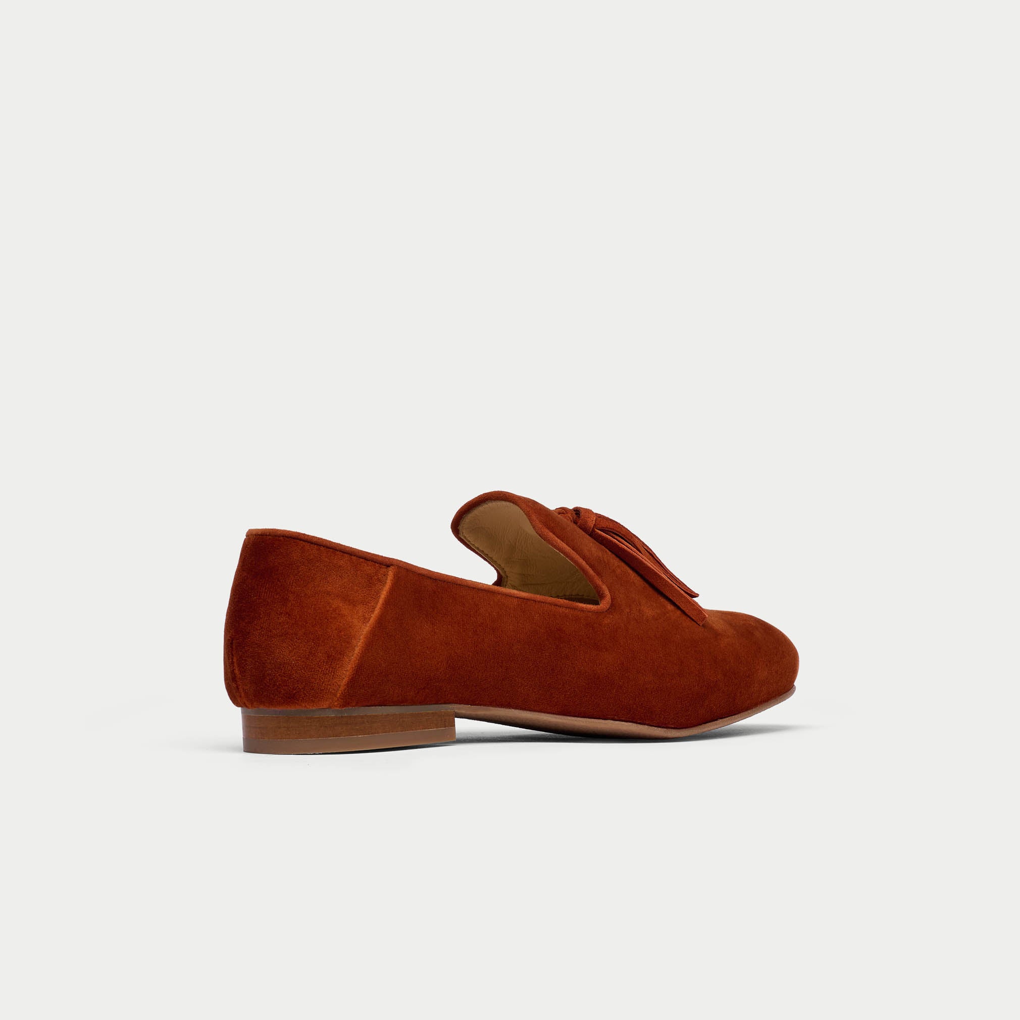 Freya burnt orange loafer side/back view