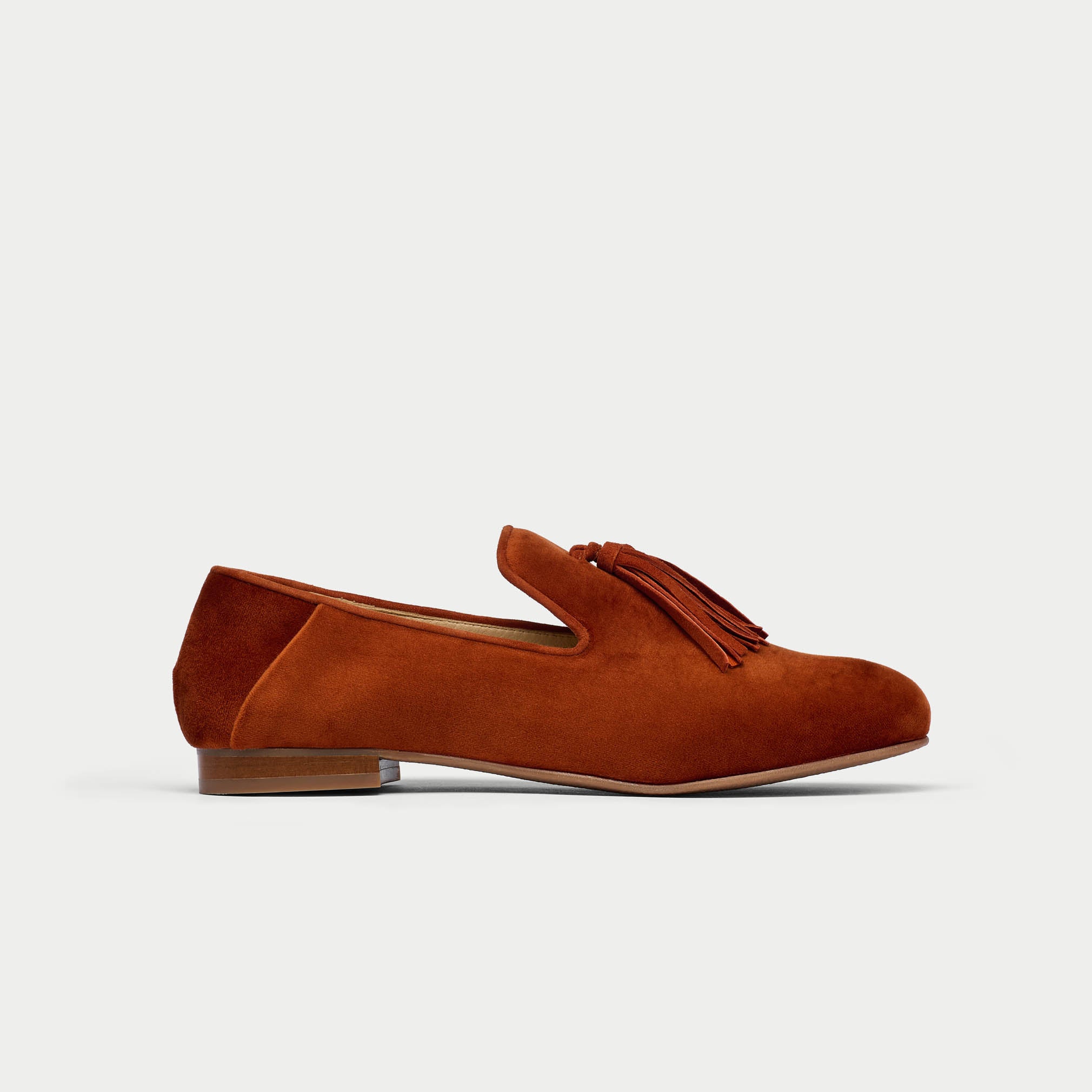 Freya burnt orange loafer side view