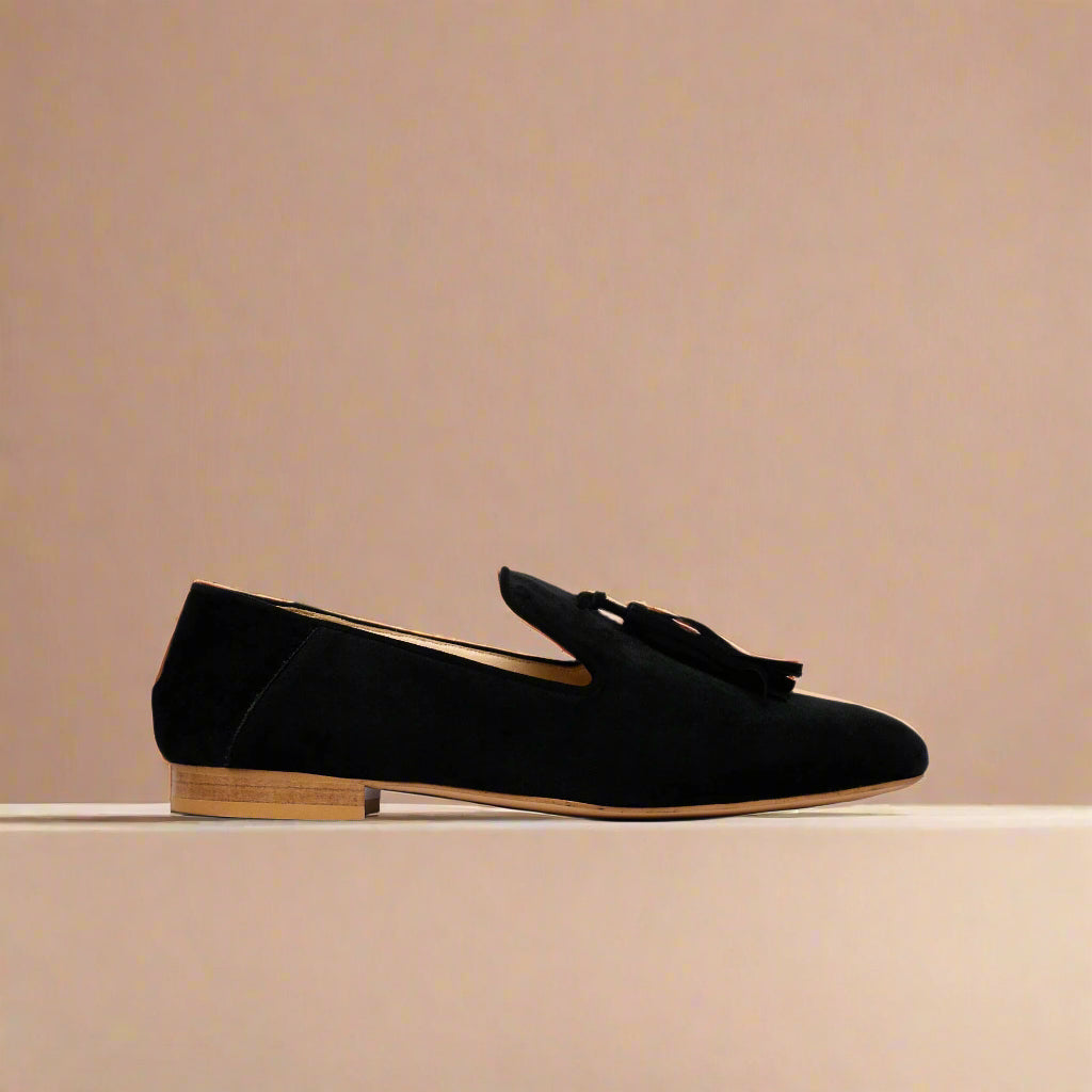freya black loafer side view