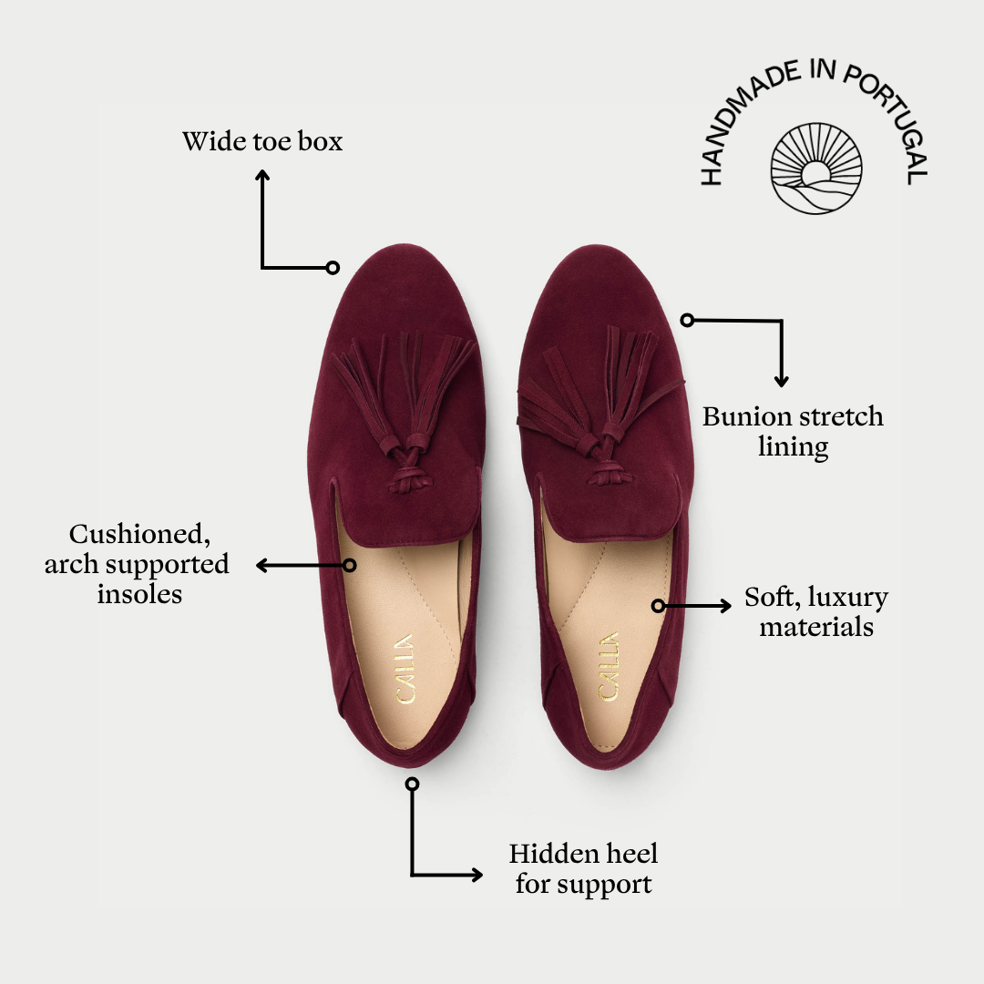 Freya - Burgundy Suede Loafers