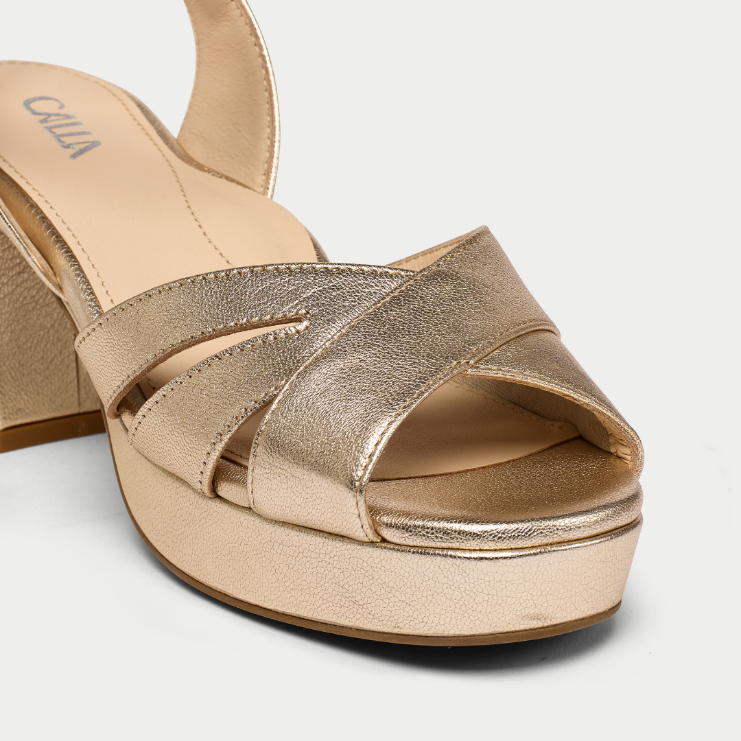 Gracie champagne heel sandals tip view