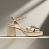 Gracie - Champagne Metallic Block Heels