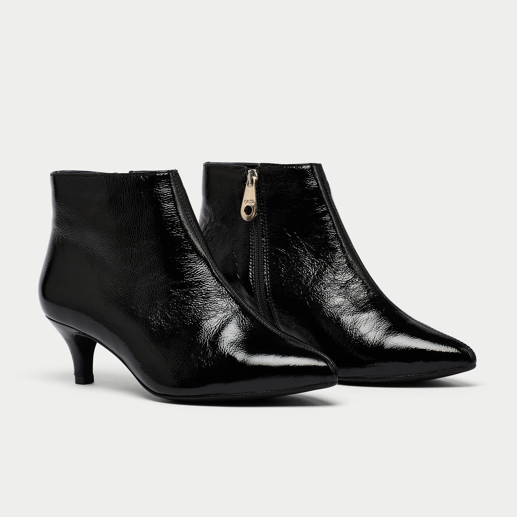 Hazel - Black Shine Leather Boots
