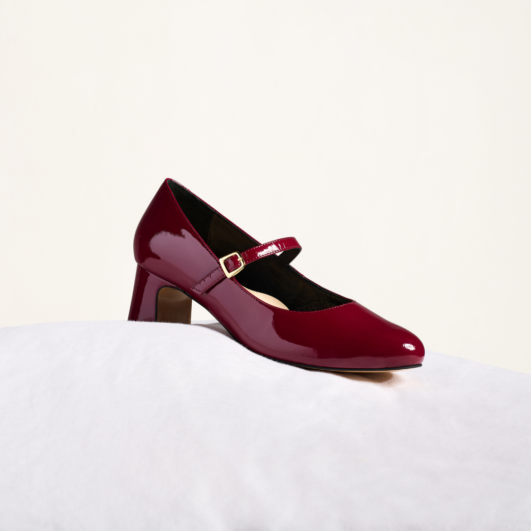 Helena red heels side view