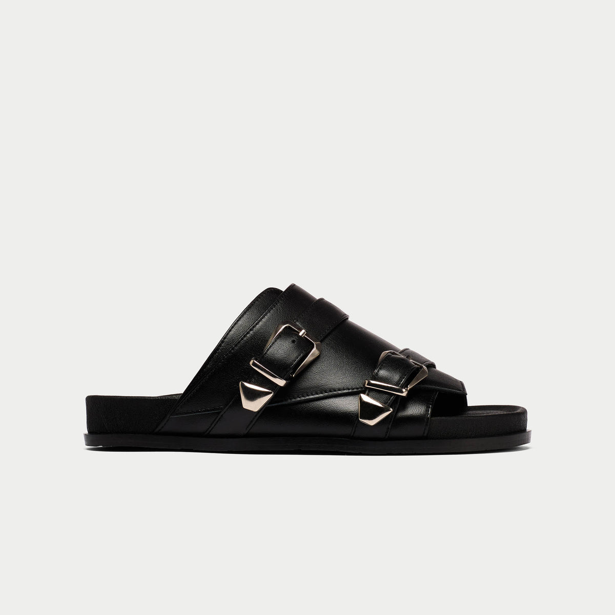 Billionaire Leather Flat Slide Sandals Black size 41 Casual Quiet Luxury Cataline Flat Slide Sandal | Slip OnSandals | DKNY main image 3