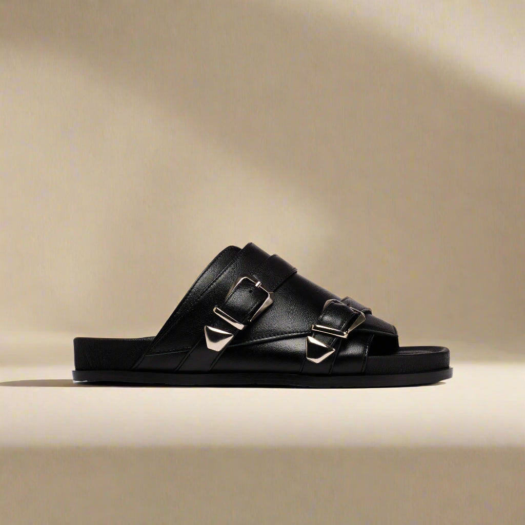 knee length dresses for ladies Women's Delicia Block Heel Dress Sandals - Black Leather main image 1