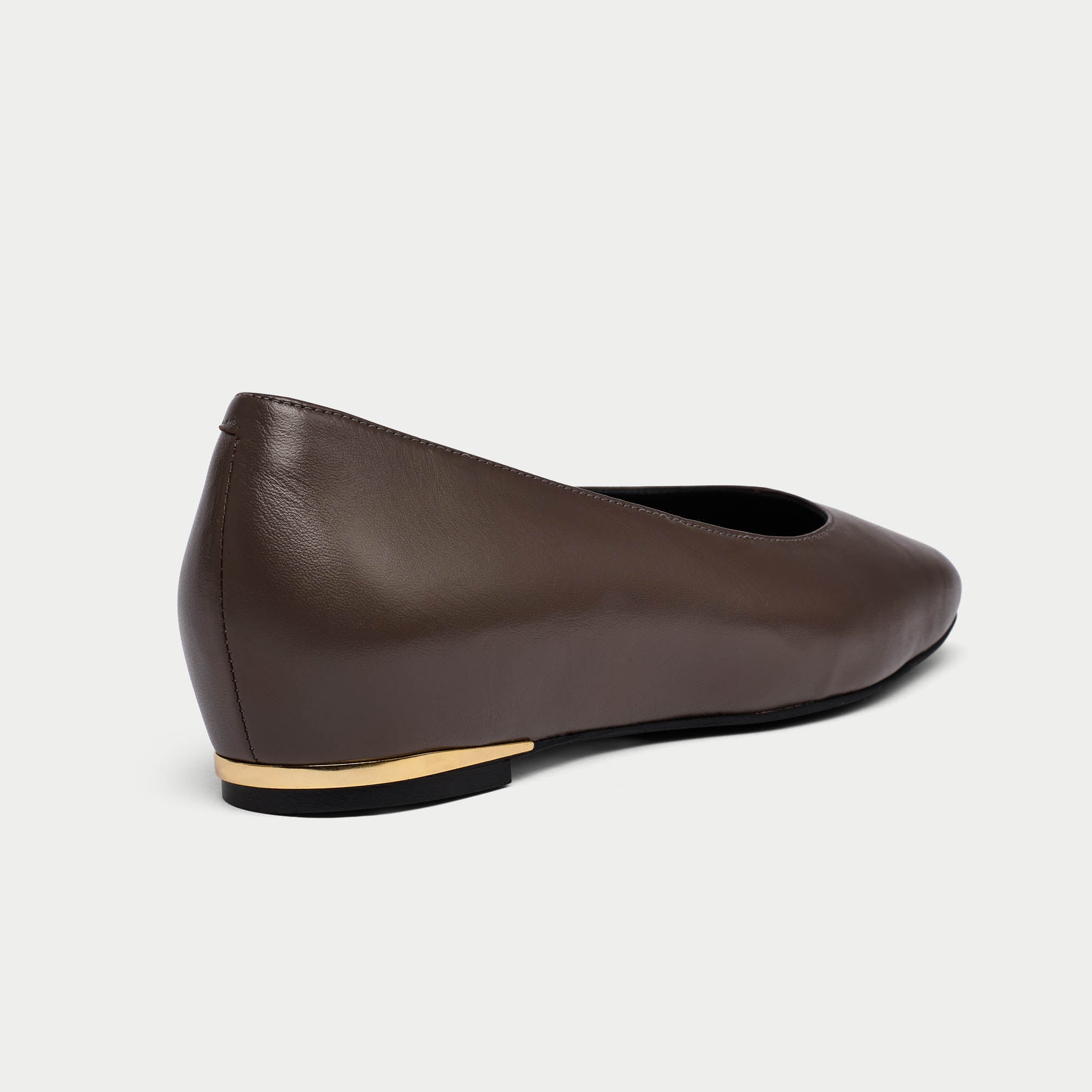 Lucinda slate leather flat shoe heel close up