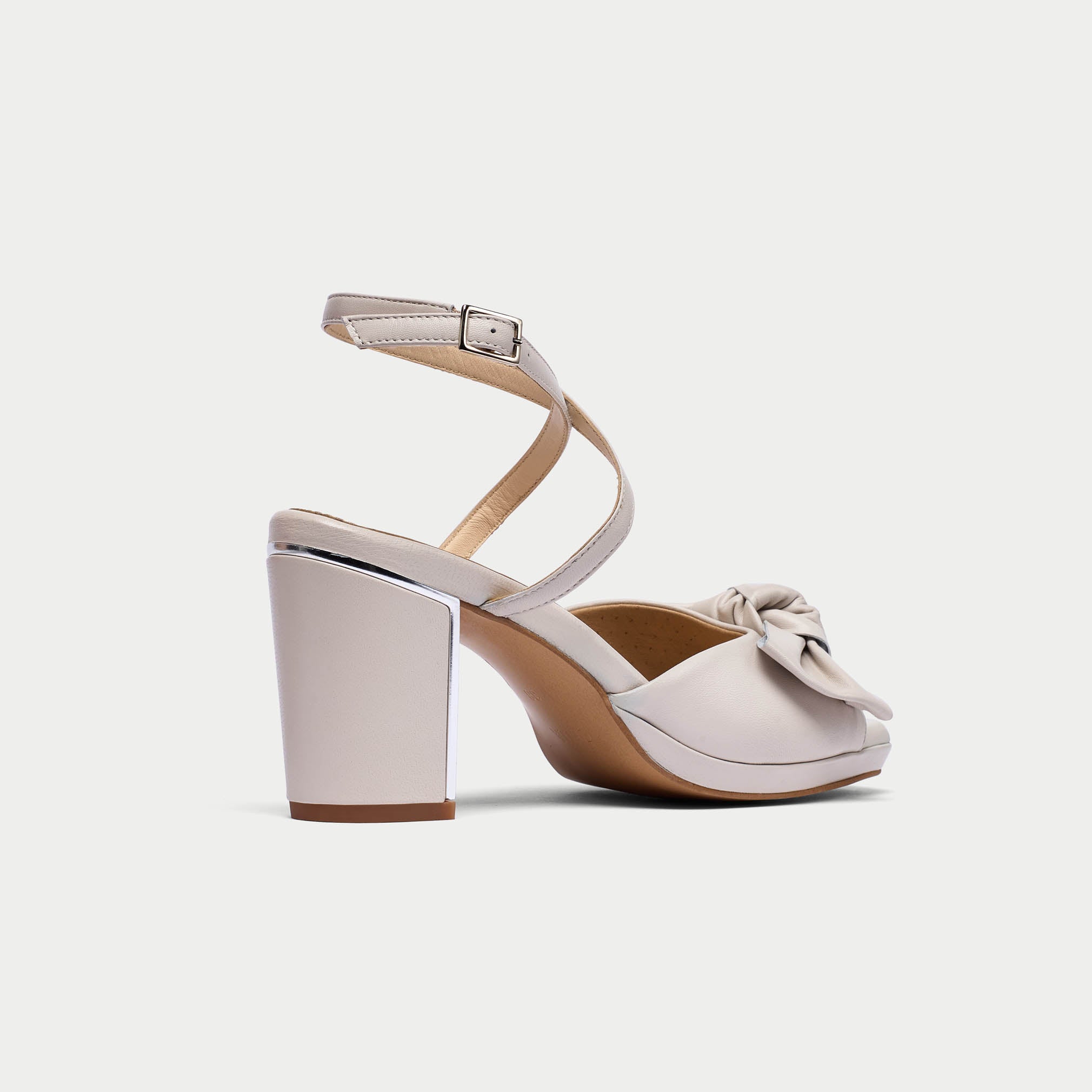 Lydia - Cream Leather Block Heels