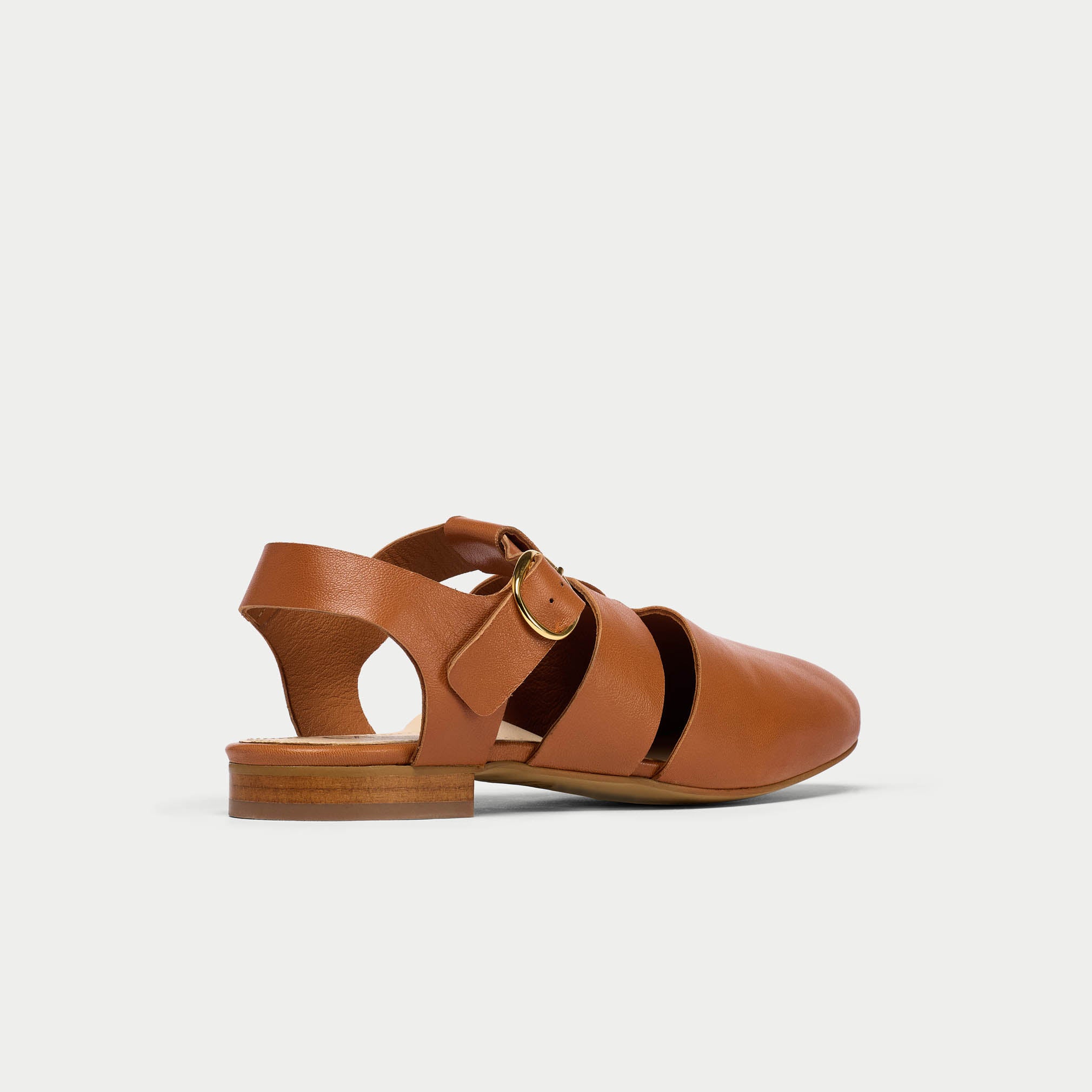 minnie tan sandals for bunions side/back view