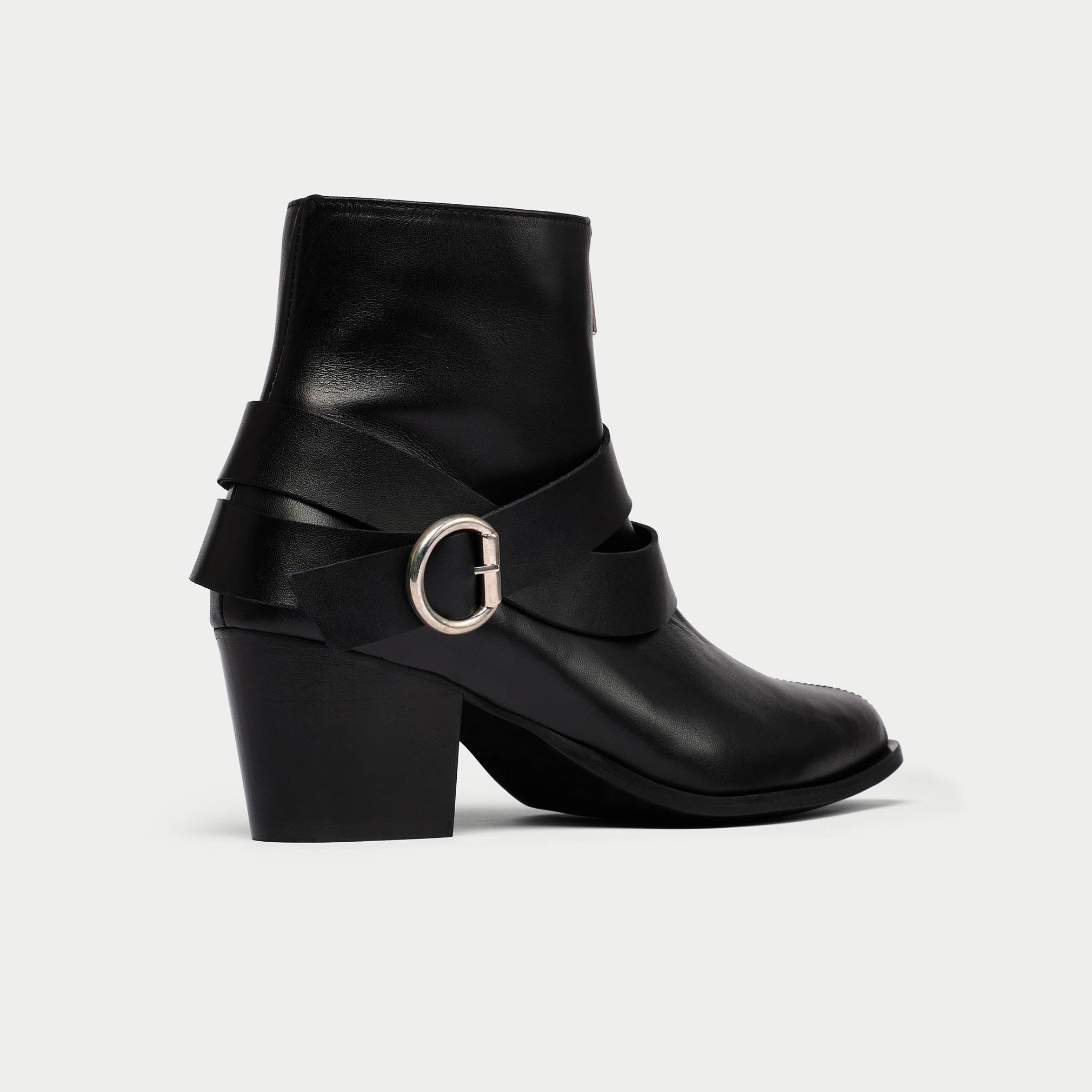 Mabel black leather boot back/side view