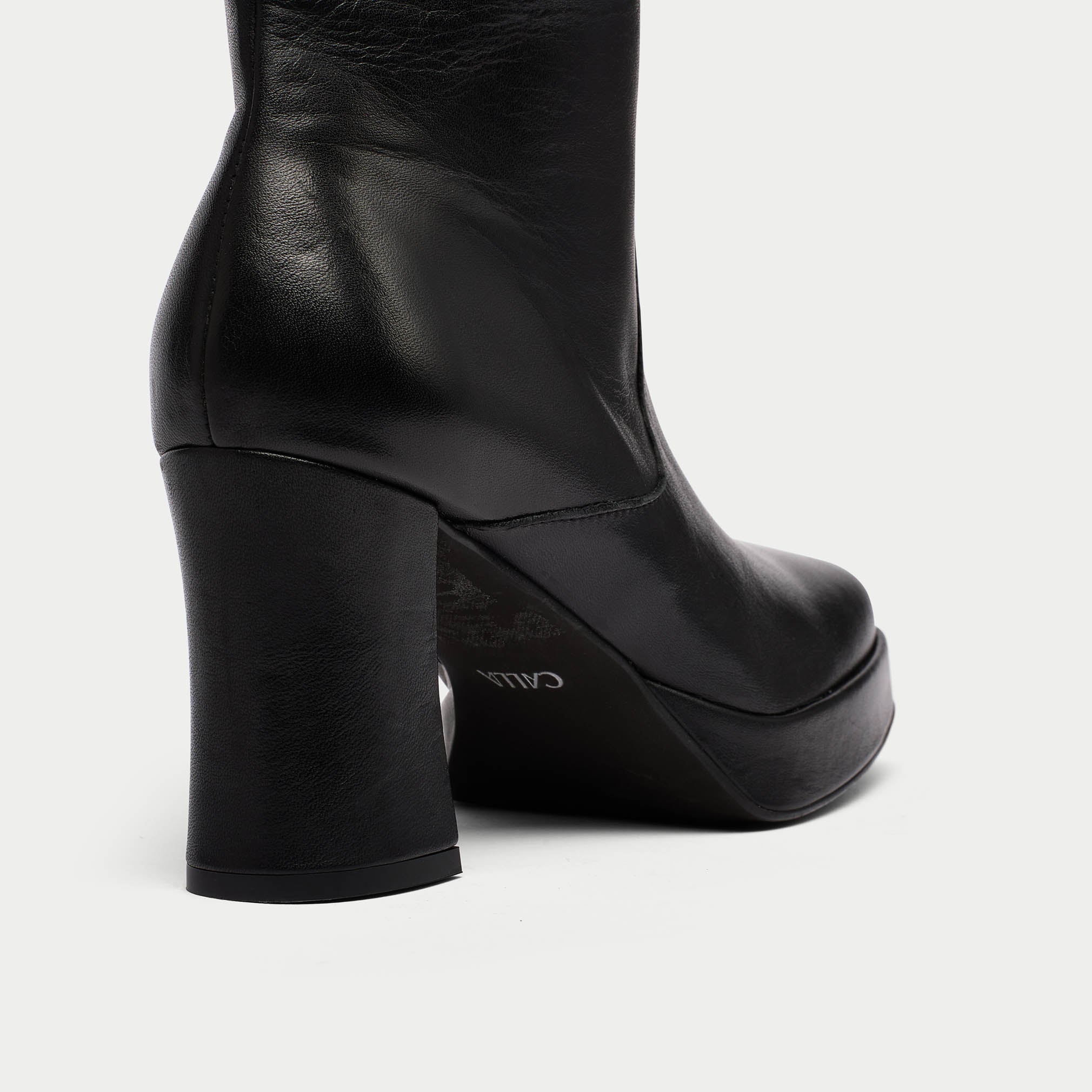 Martha black boot heel close up