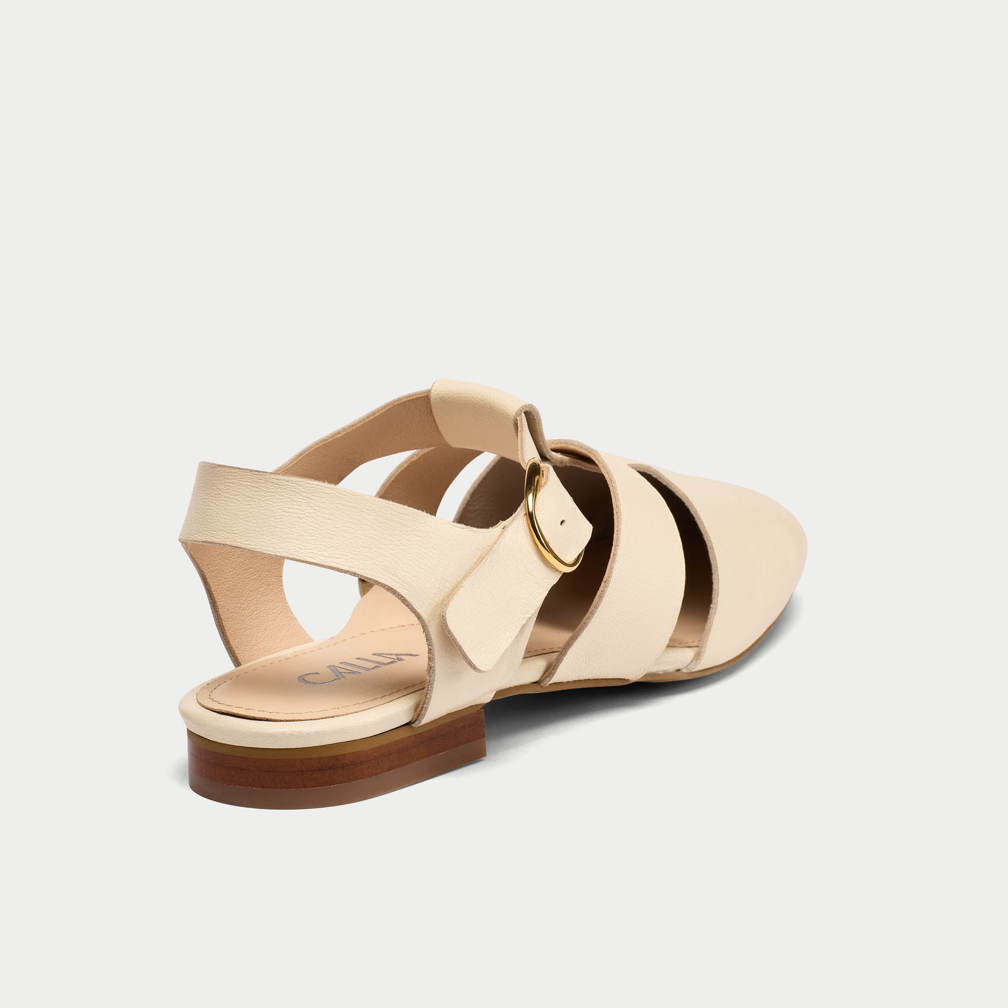 Minnie off white sandal back view