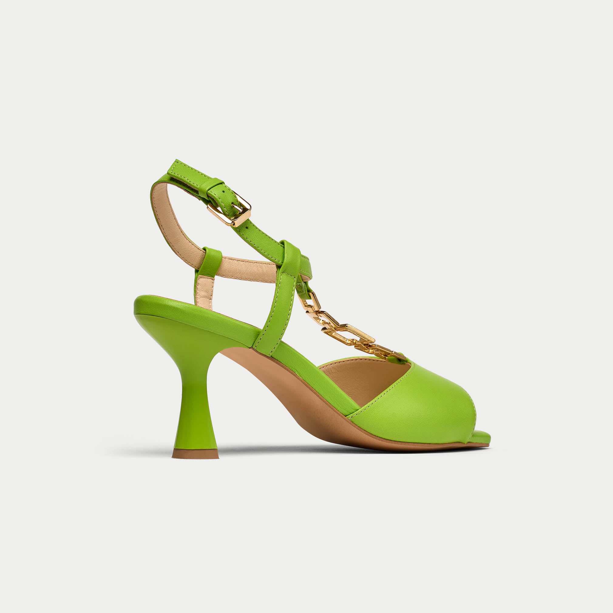 Pamela lime green sandal heel close up