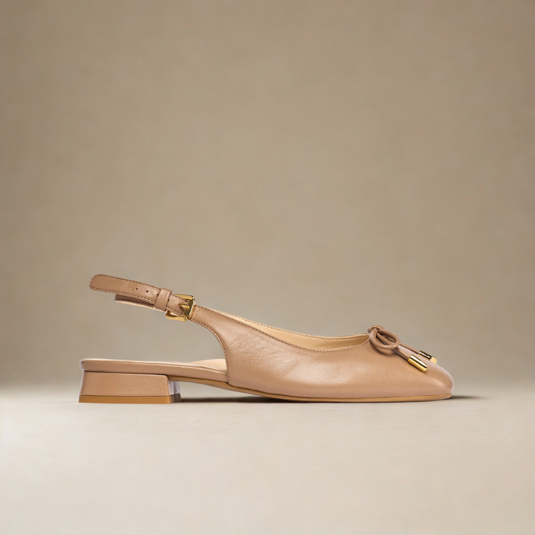 Petra - Taupe Leather Slingbacks