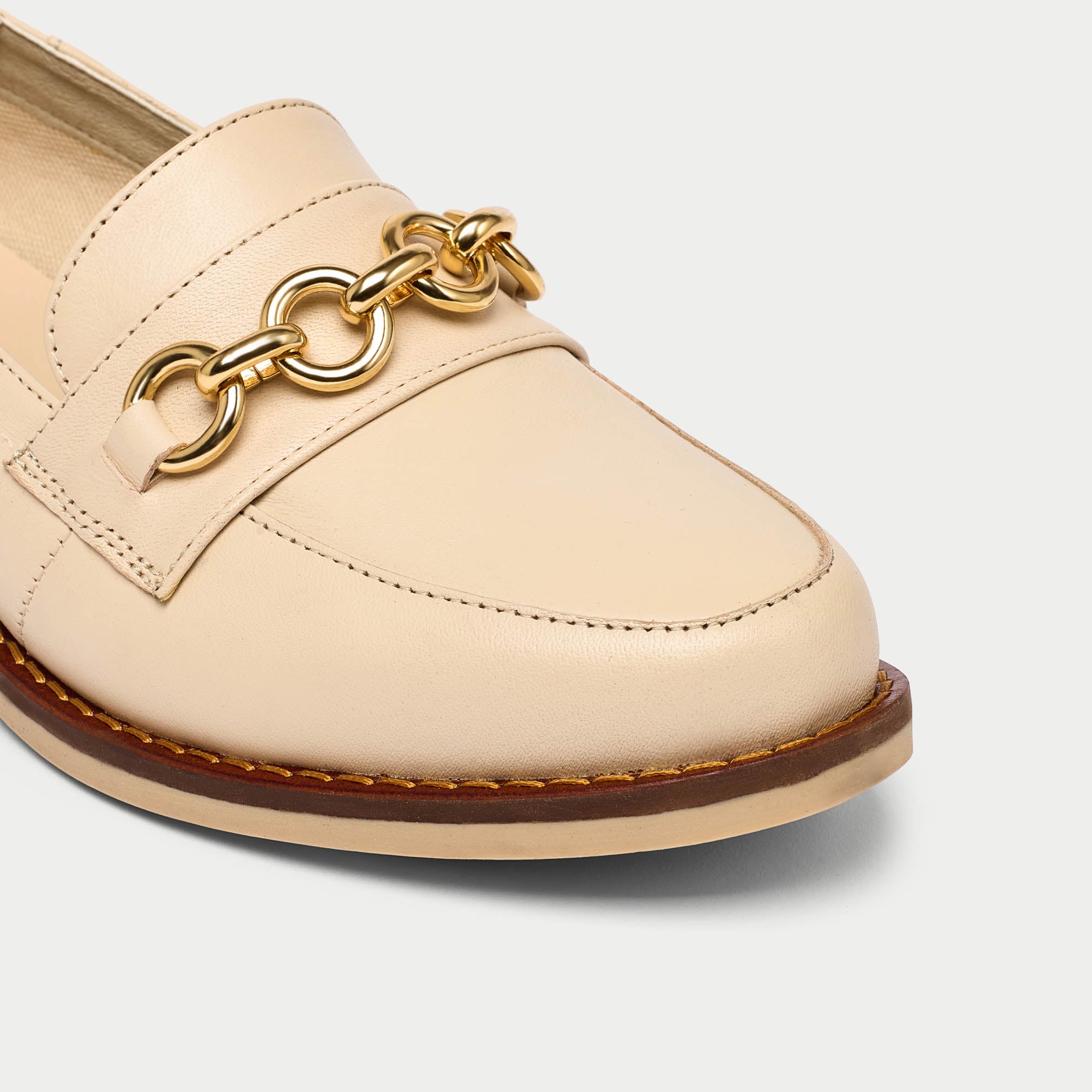 Rebecca butter leather loafer tip close up