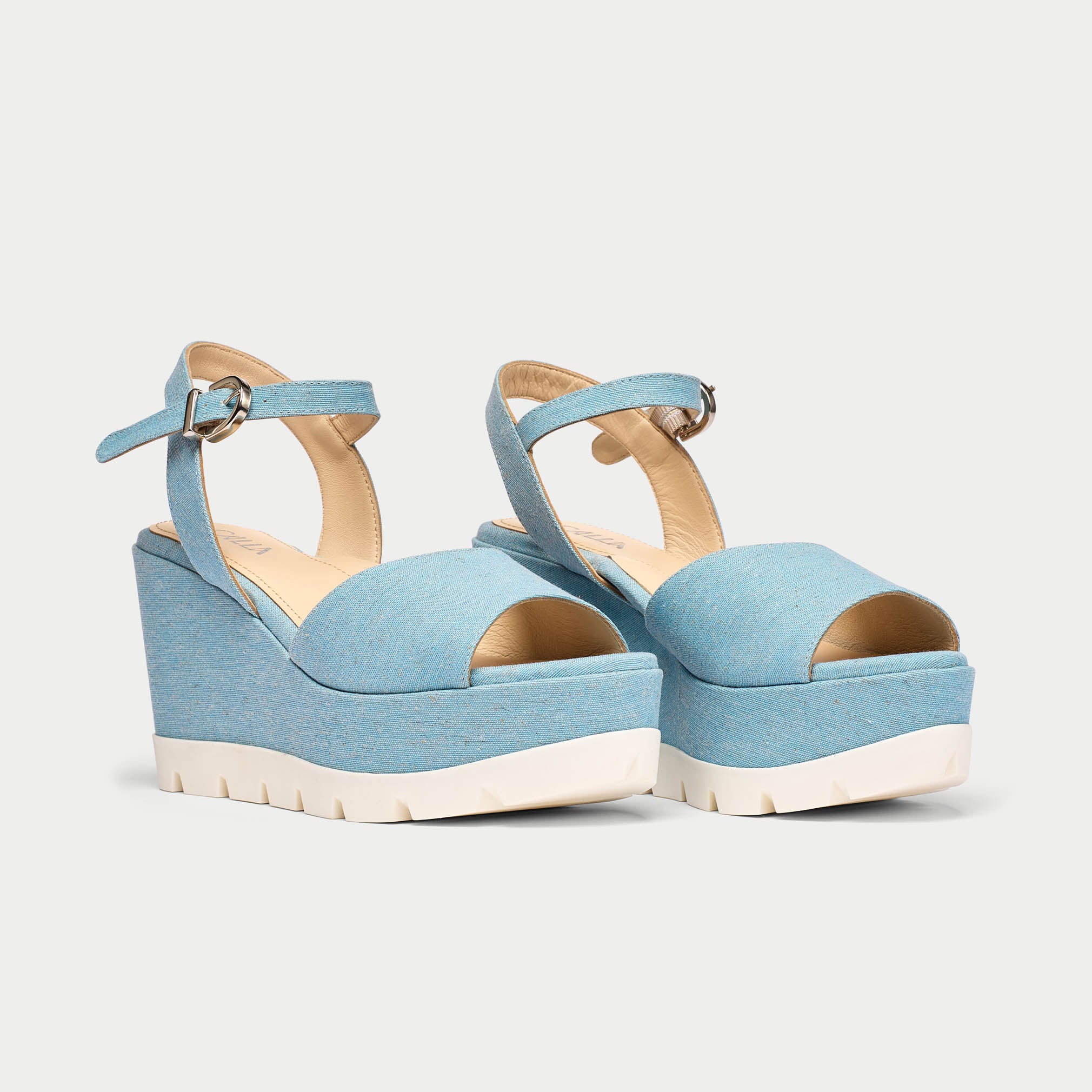 Rosa denim wedge sandal pair