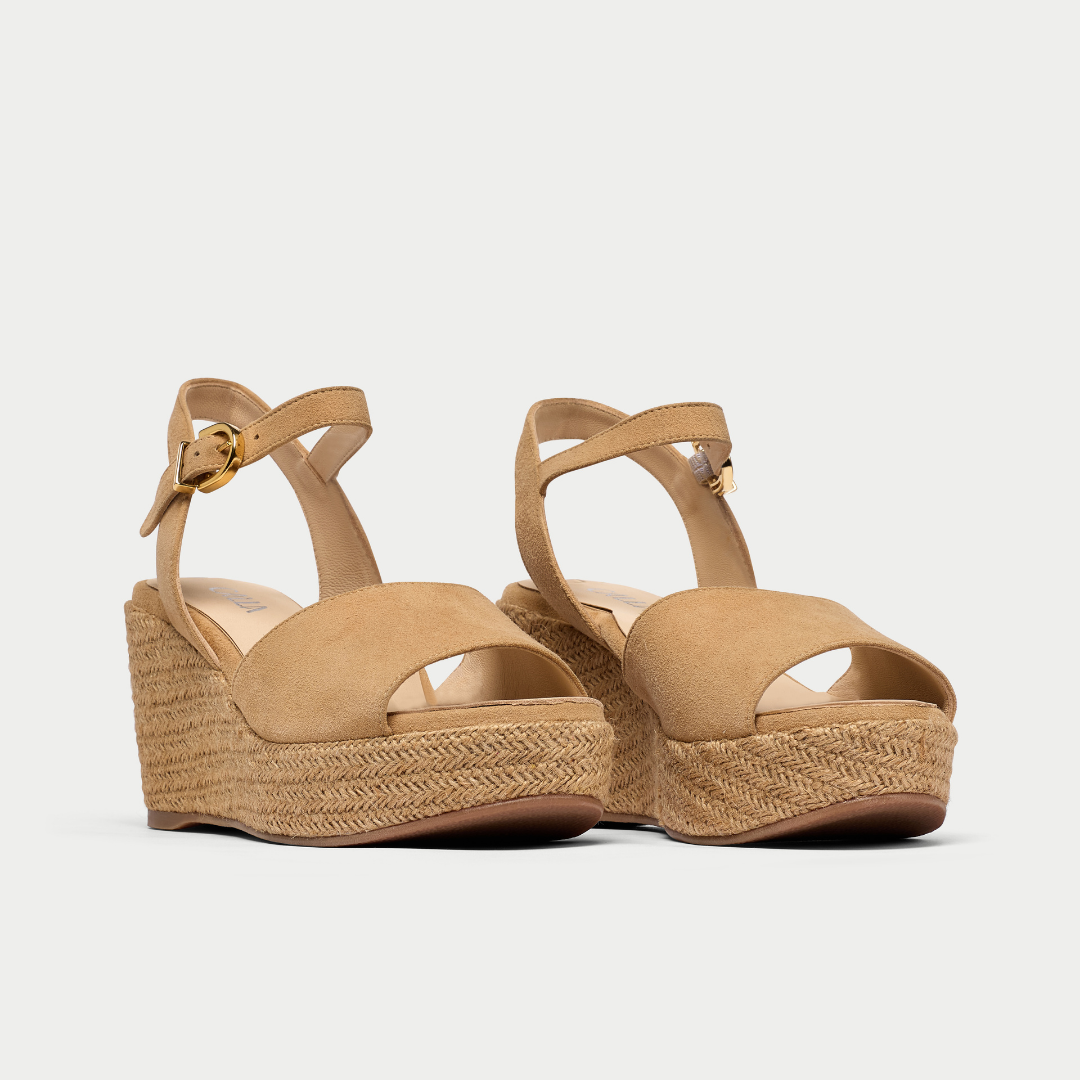 Rosa latte suede wedges pair