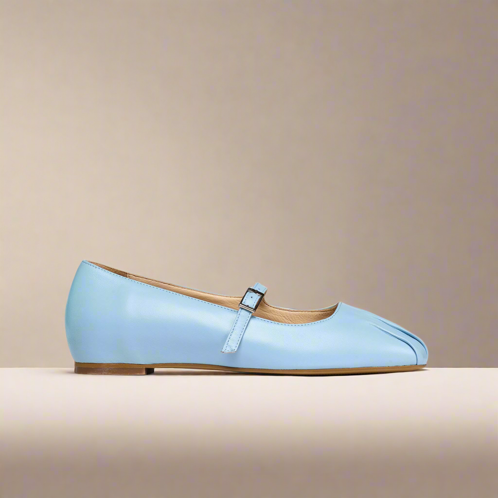 Rosemary baby blue flat ballerina side view
