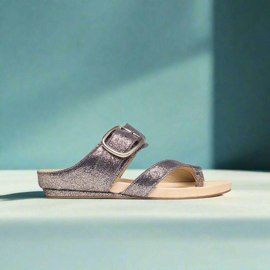 Ruby - Metallic Denim Sandals