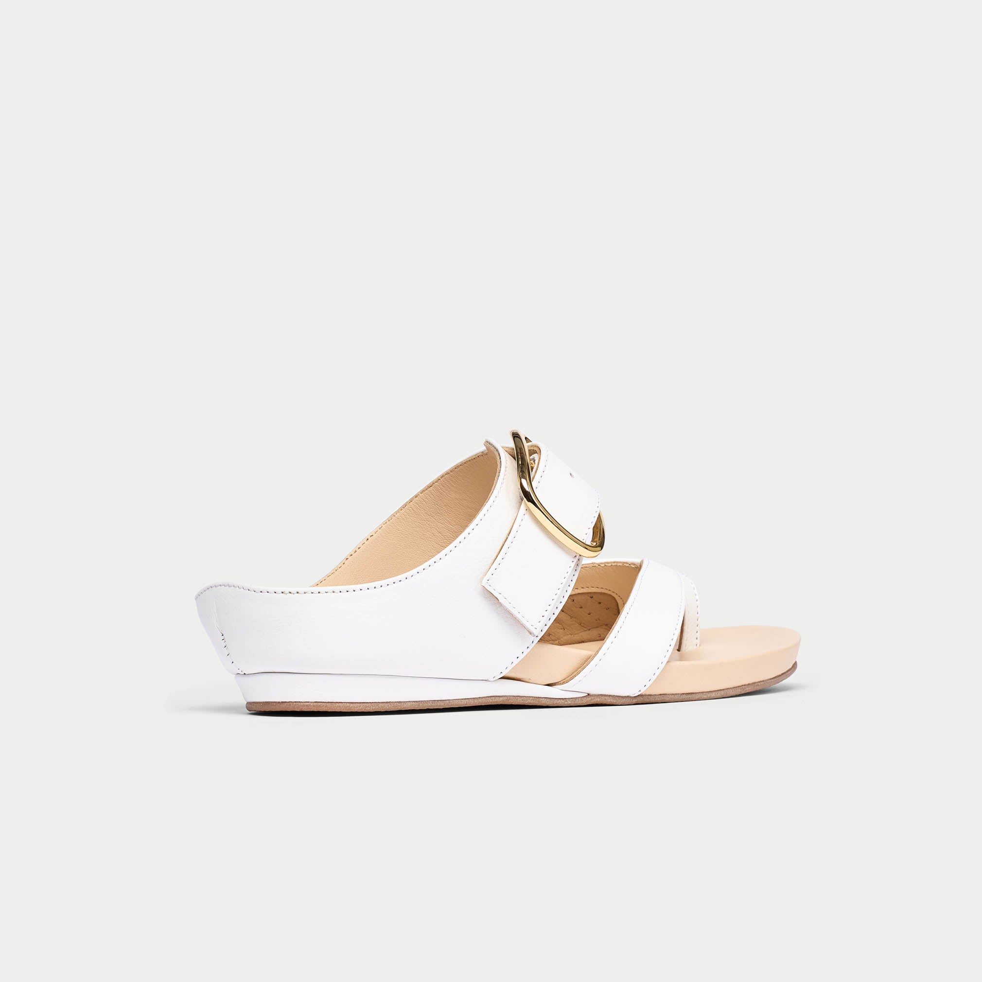 Ruby white leather sandal back/side view