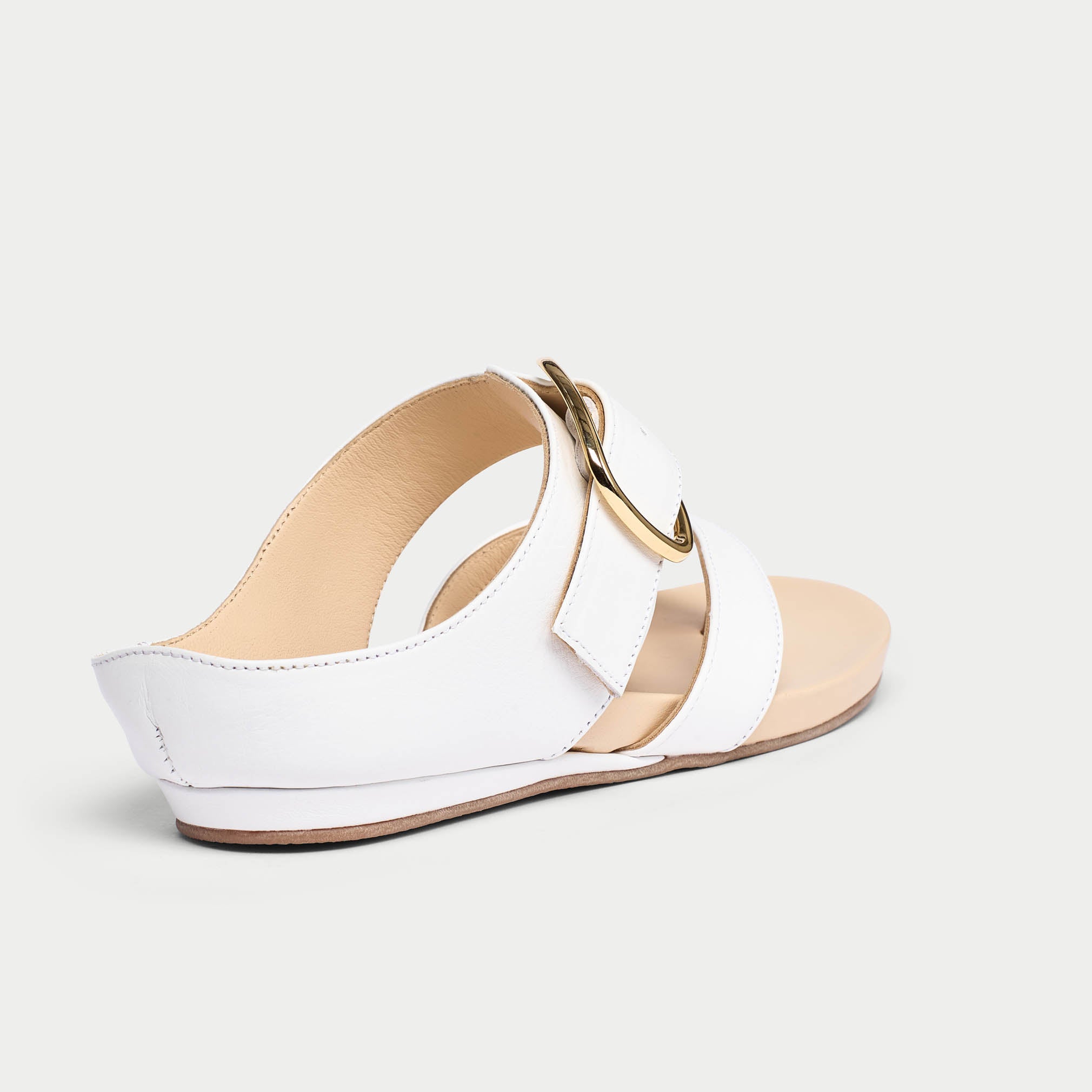 Ruby white leather sandal pair back view