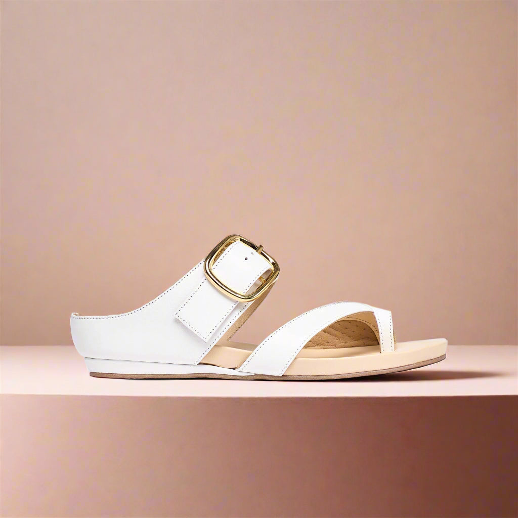 Ruby - White Leather Sandals