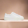Saturn white leather sneakers for wide feet side view