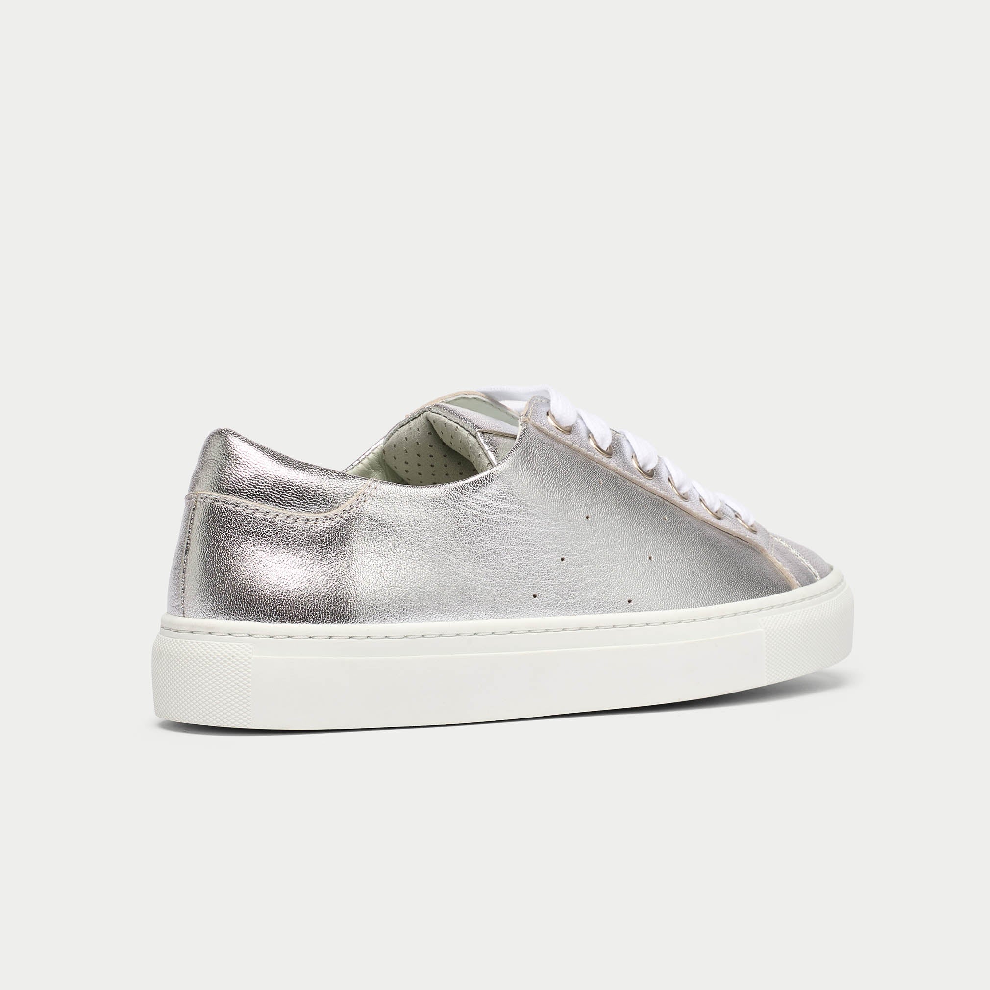 Star - Silver Metallic Leather Wide Fit Sneakers