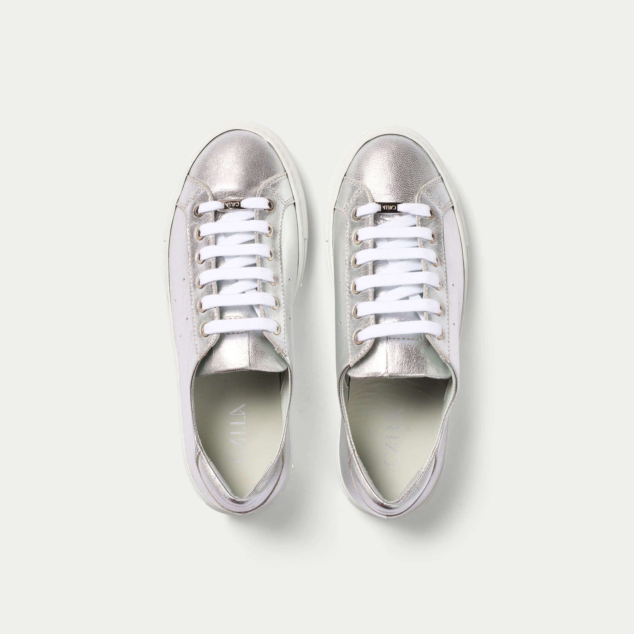 Star - Silver Metallic Leather Wide Fit Sneakers
