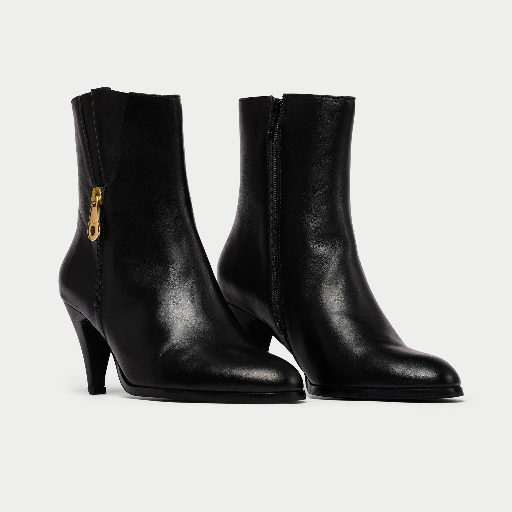 Suzie black leather boot pair