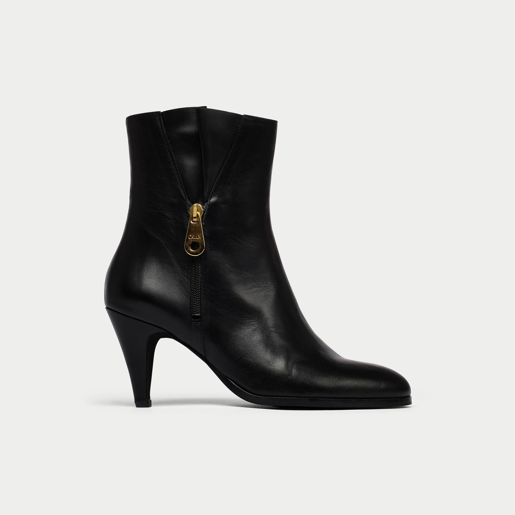 Suzie black leather boot side view